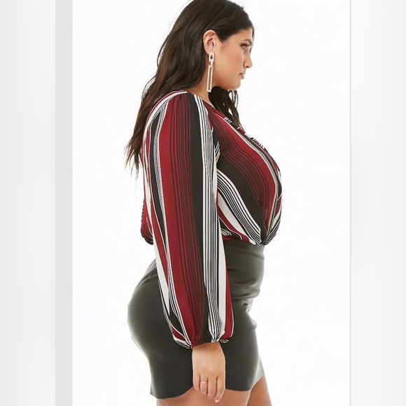 Plus size striped surplice combo bodysuit - Picture 3 of 4